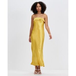 Runaway The Label Leila Slip Dress Marigold Yellow Strapless Midi Size Medium